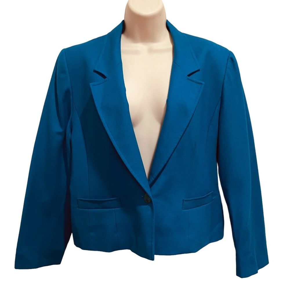 Vintage Petite Pendleton Pure Virgin Wool One Button Blazer Jacket Sz 14 Petite